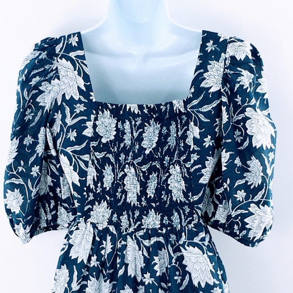 Monsoon and Beyond Estella Midi Dress Blue Rohida Floral Print Handmade Sz S - Picture 11 of 16